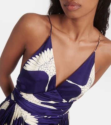 Robe Margot imprimée en satin | Khaite