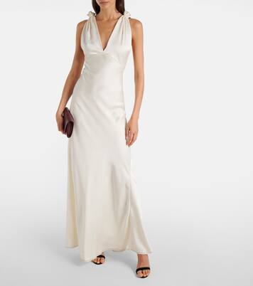 Robe longue en crêpe de satin | Victoria Beckham