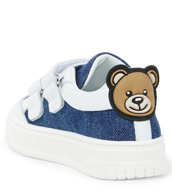 Leather-trimmed canvas sneakers | Moschino Kids