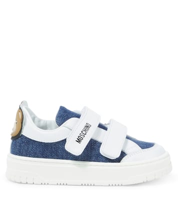 Leather-trimmed canvas sneakers | Moschino Kids
