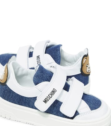Leather-trimmed canvas sneakers | Moschino Kids
