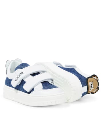 Leather-trimmed canvas sneakers | Moschino Kids