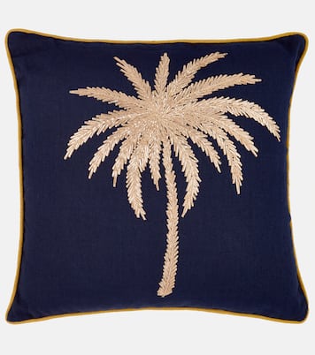 Embroidered cotton canvas cushion | Les-Ottomans