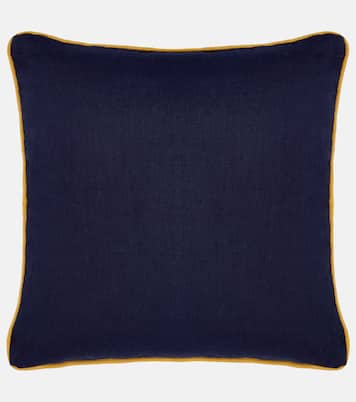 Embroidered cotton canvas cushion | Les-Ottomans
