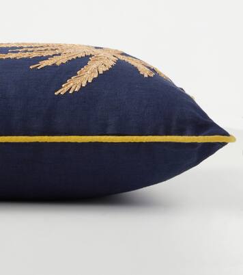 Embroidered cotton canvas cushion | Les-Ottomans