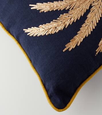 Embroidered cotton canvas cushion | Les-Ottomans