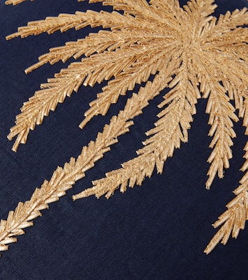 Embroidered cotton canvas cushion | Les-Ottomans