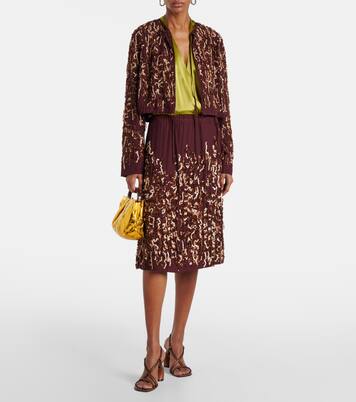 Midirock aus Seide mit Pailletten | Dries Van Noten