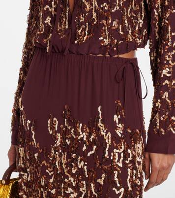 Midirock aus Seide mit Pailletten | Dries Van Noten