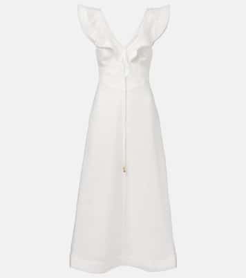Rhiannon ruffled linen midi dress | Zimmermann