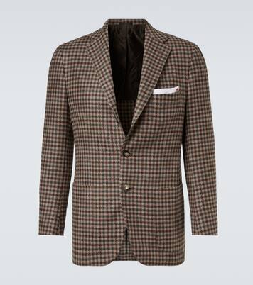 Checked wool, silk, and linen blazer | Kiton