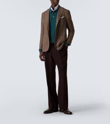 Checked wool, silk, and linen blazer | Kiton