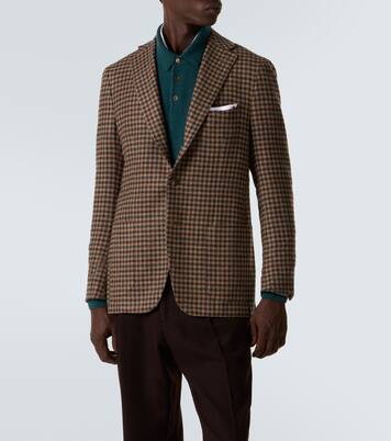 Checked wool, silk, and linen blazer | Kiton