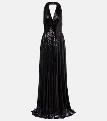 Open-back sequined tulle gown | Elie Saab