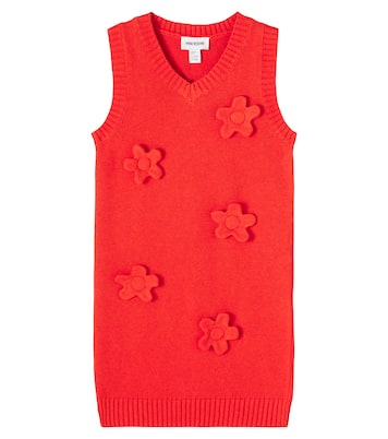 Floral-appliqué cotton and wool dress | Mini Rodini