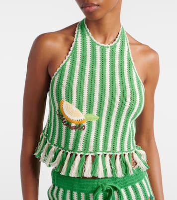 Sundae crochet embroidered cotton crop top | Alémais