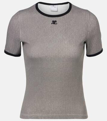 Houndstooth cotton T-shirt | Courrèges
