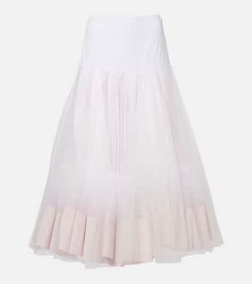 Mireio tulle-trimmed cotton poplin midi skirt | Jacquemus