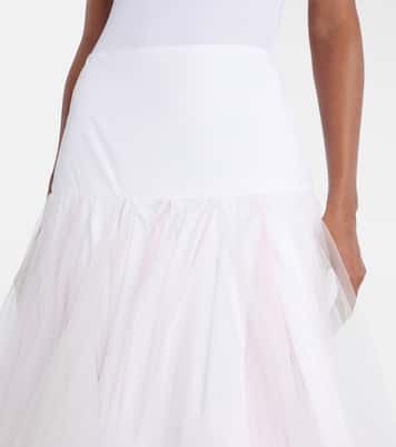 Mireio tulle-trimmed cotton poplin midi skirt | Jacquemus