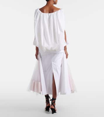 Mireio tulle-trimmed cotton poplin midi skirt | Jacquemus
