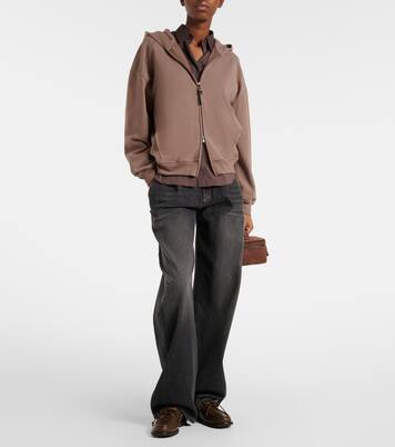 Felpa con cappuccio in jersey di cotone con zip | Brunello Cucinelli