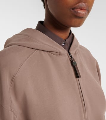 Felpa con cappuccio in jersey di cotone con zip | Brunello Cucinelli