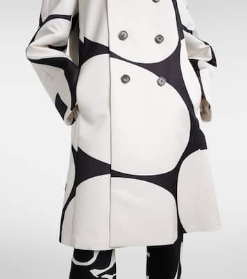 Polka-dot double-breasted satin coat | Dries Van Noten