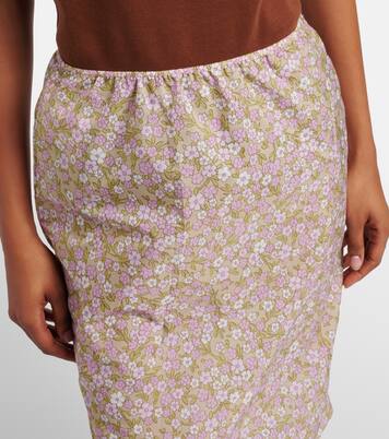 Lace-trimmed floral midi skirt | Prada