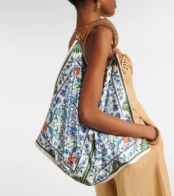 Scarf Medium floral satin tote bag | Farm Rio