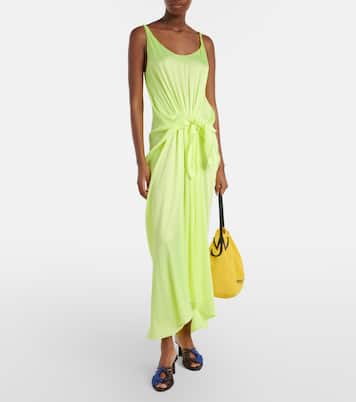 Gathered silk midi dress | JW Anderson