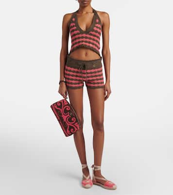 Striped knitted cotton shorts | Valentino