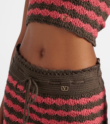 Striped knitted cotton shorts | Valentino