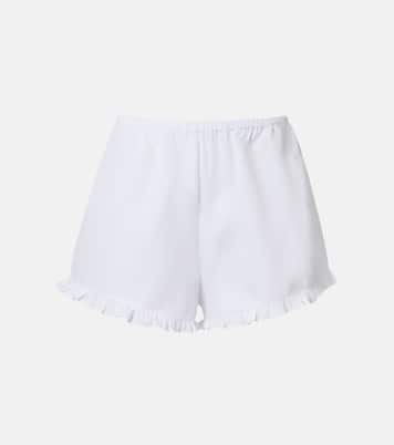 Shorts de popelín de algodón con volantes | Hunza G