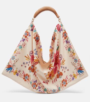 Scarf Medium floral satin tote bag | Farm Rio