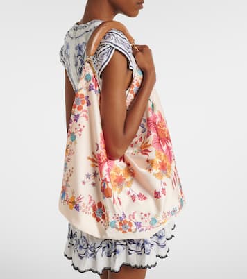 Scarf Medium floral satin tote bag | Farm Rio