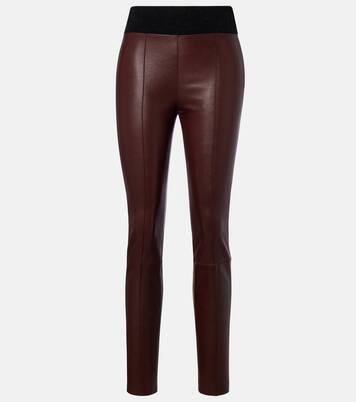 Pantalones slim de piel con lana | Brunello Cucinelli