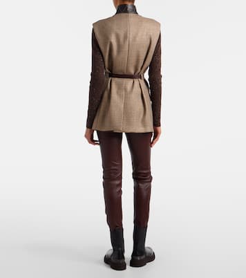 Pantalones slim de piel con lana | Brunello Cucinelli