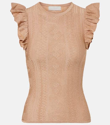 Aster ruffled pointelle lamé top | Zimmermann