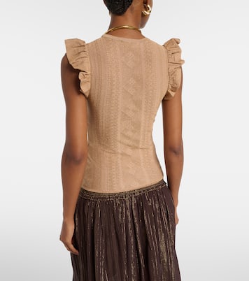 Aster ruffled pointelle lamé top | Zimmermann