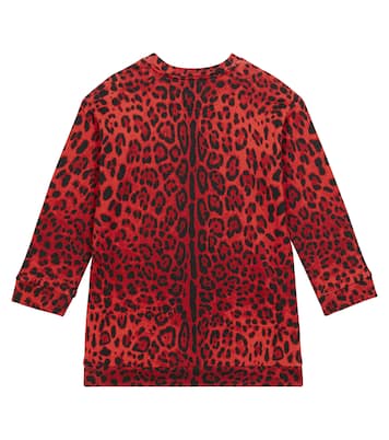 Robe sweat-shirt en coton à motif léopard | Dolce&Gabbana Kids