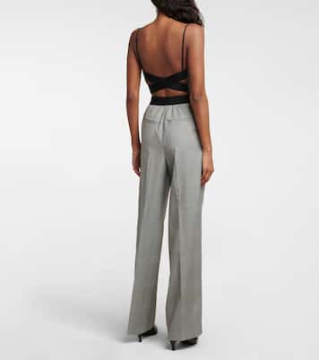 Pantalon évasé en laine vierge à carreaux | Dorothee Schumacher