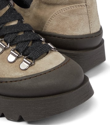 Suede lace-up hiking boots | Brunello Cucinelli Kids