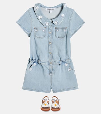 Embroidered denim playsuit | Tartine et Chocolat