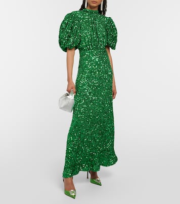 Sequined puff-sleeve maxi dress | Rotate