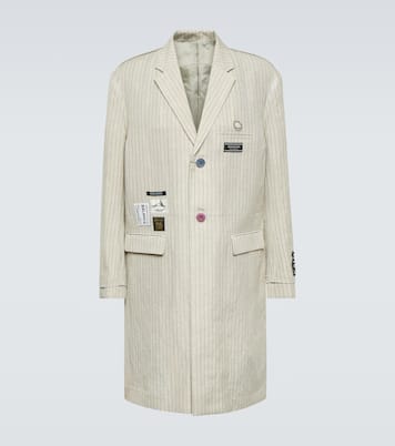Appliqué pinstripe wool and linen coat | Undercover