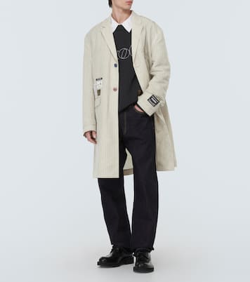 Appliqué pinstripe wool and linen coat | Undercover