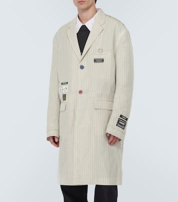 Appliqué pinstripe wool and linen coat | Undercover