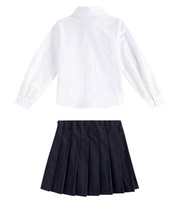 Embroidered cotton shirt and skirt set | Moschino Kids