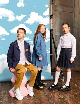 Embroidered cotton shirt and skirt set | Moschino Kids