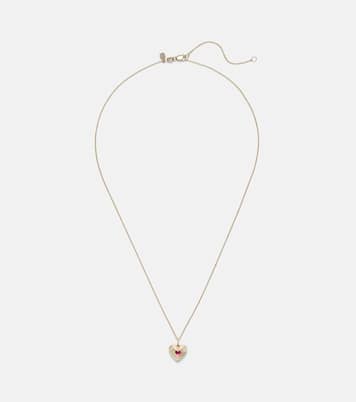 Collier chaîne Fluted Heart en or 14 ct et rubis | Sydney Evan